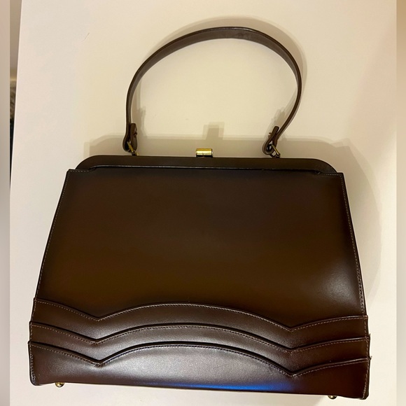 Vintage Chocolate Brown 50s/60s Leather Shoulder Bag Purse - Amazing Condition - Picture 2 of 8